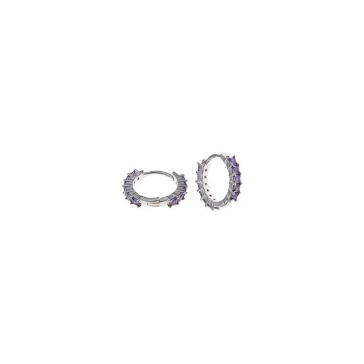 Foto de Pendientes plata rodio aros circonitas lavanda