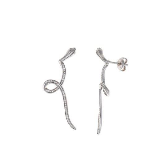 Foto de Pendientes Jungle plata rodio serpiente circonitas blancas