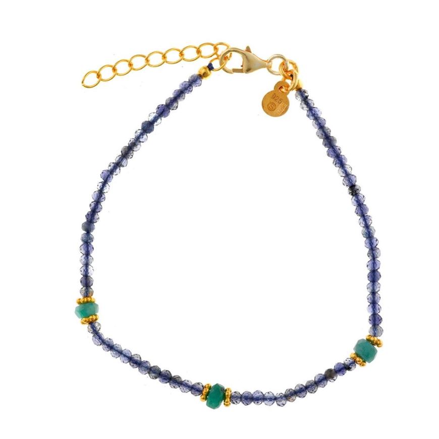 Foto de Pulsera Organic plata chapado dorado iolita y esmeralda