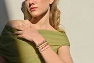 Foto de Pulsera Organic plata chapado dorado turmalina rosas y