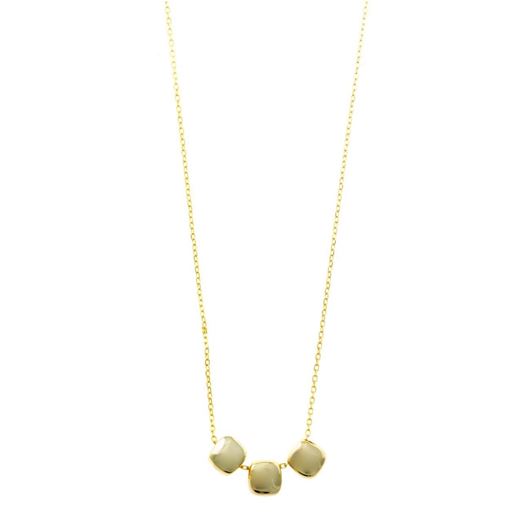 Foto de Collar plata chapado dorado tres cuadrados lisos