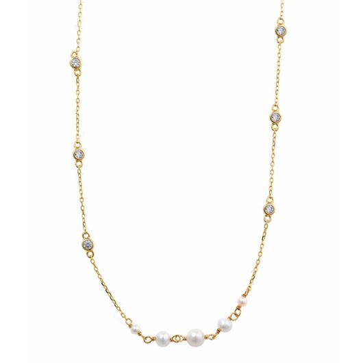 Picture of Collar Minijewels plata chapado dorado chatones circonita blanca