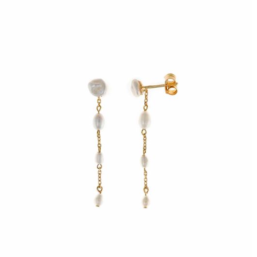 Foto de Pendientes plata chapado dorado cuatro perla de