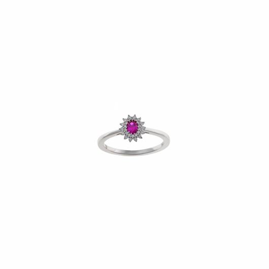 Foto de Sortija Crown plata rodio circonita rubi ovalada alreadedor