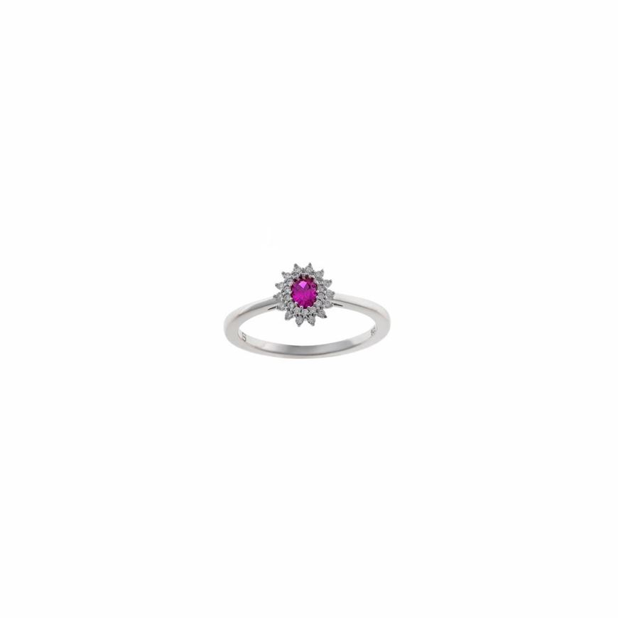 Foto de Sortija Crown plata rodio circonita rubi ovalada alreadedor