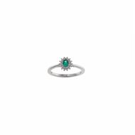 Foto de Sortija Crown plata rodio circonita verde esmeralda ovalada