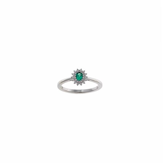 Foto de Sortija Crown plata rodio circonita verde esmeralda ovalada