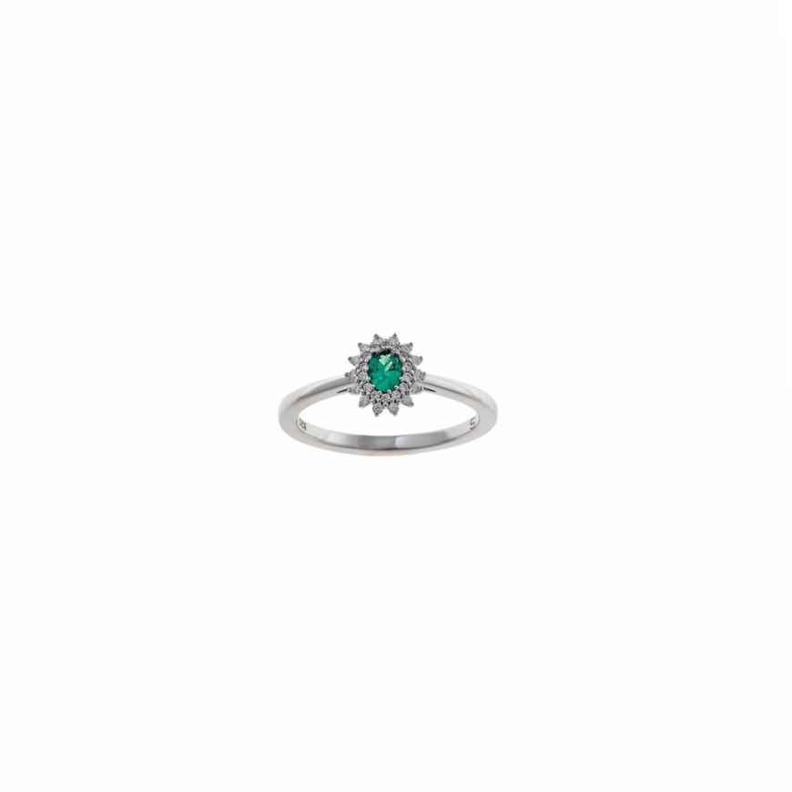 Foto de Sortija Crown plata rodio circonita verde esmeralda ovalada