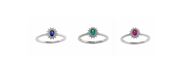 Foto de Sortija Crown plata rodio circonita verde esmeralda ovalada