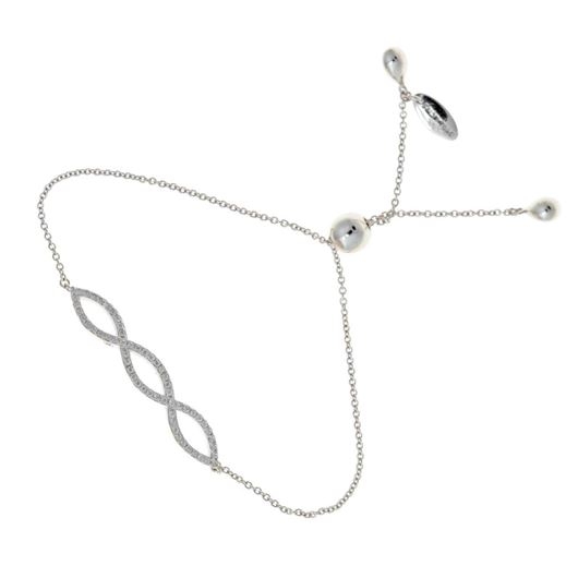 Foto de Pulsera plata rodio  ondas circonitas blancas