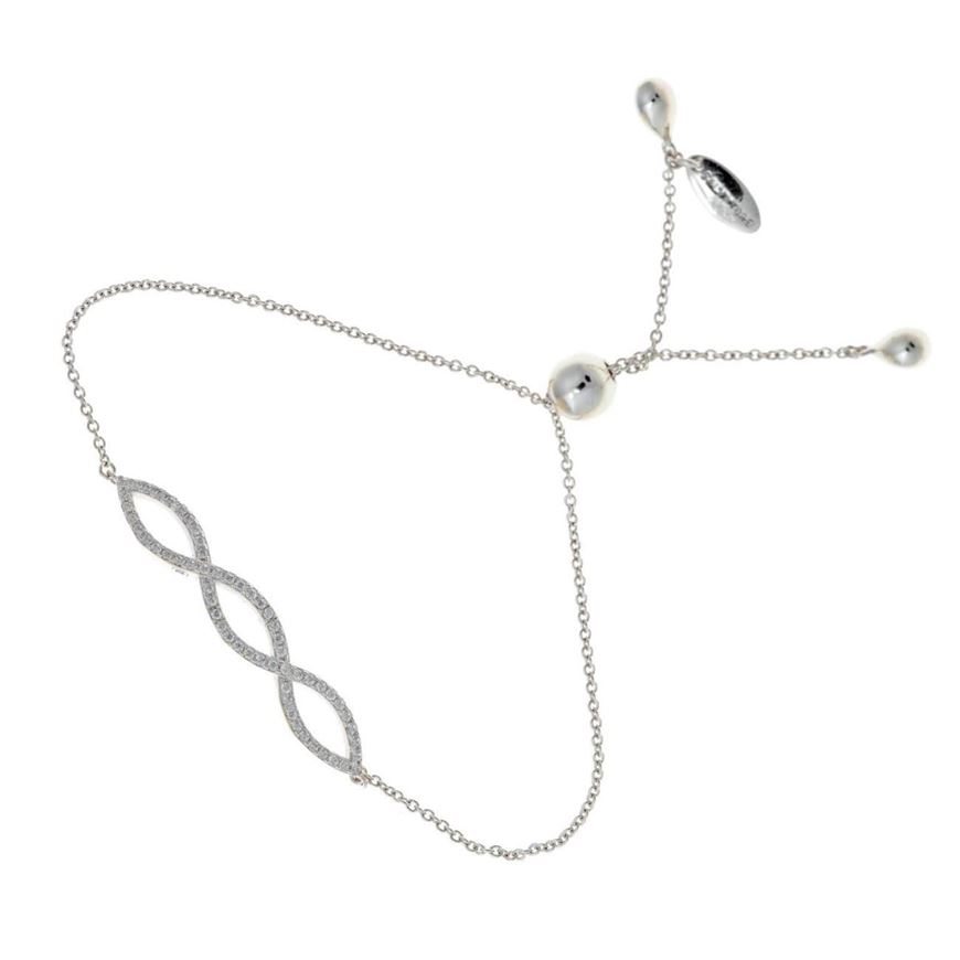 Foto de Pulsera plata rodio  ondas circonitas blancas