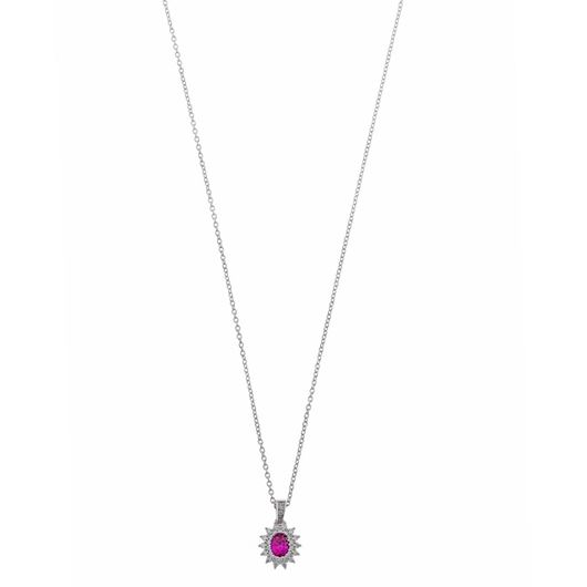 Foto de Collar plata rodio circonita rubi ovalado alrededor