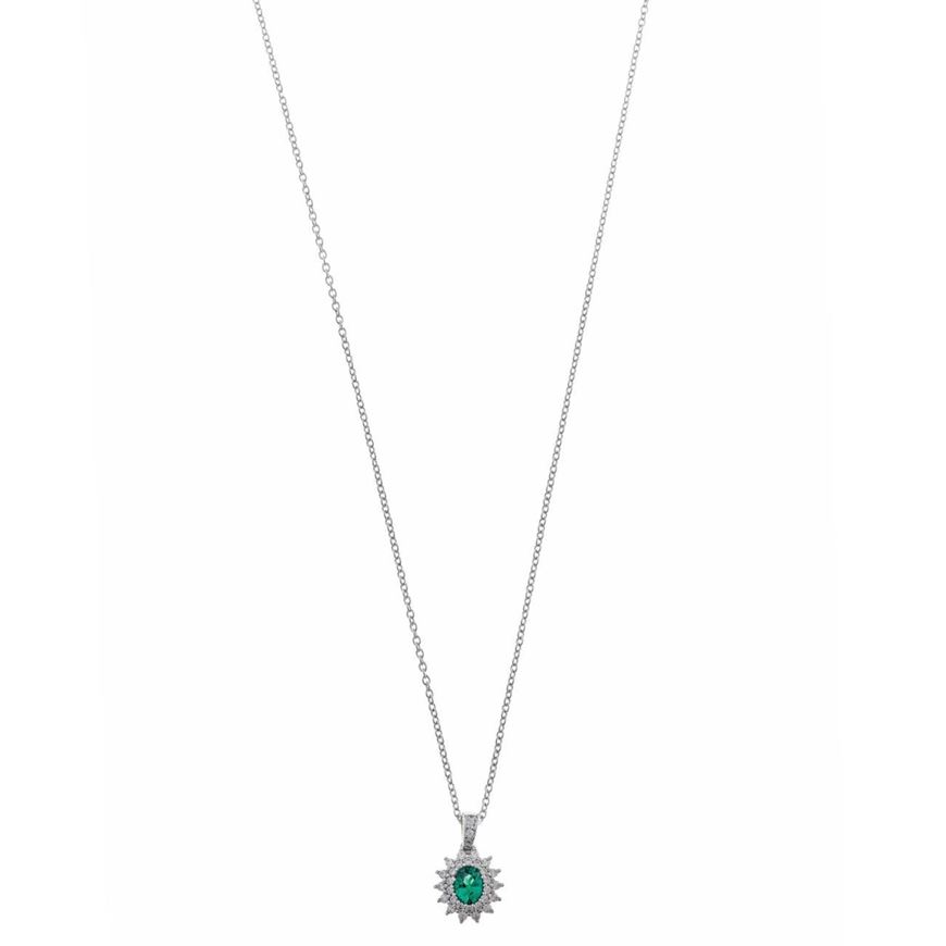 Foto de Collar plata rodio circonita verde esmeralda ovalado