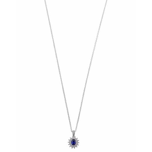 Foto de Collar plata rodio circonita zafiro azul ovalado