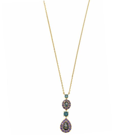 Foto de Collar plata chapado dorado turmalina verde ovalo