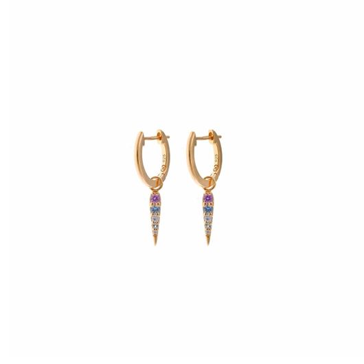 Foto de Pendientes plata chapado dorado aro pincho circonitas