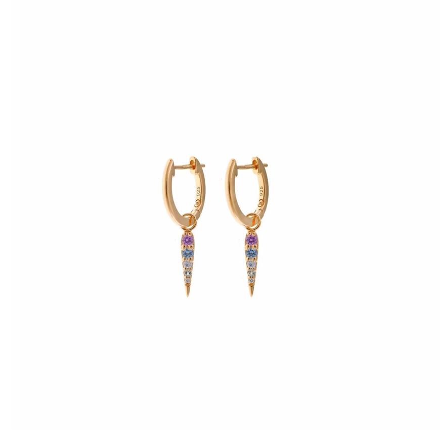 Foto de Pendientes plata chapado dorado aro pincho circonitas