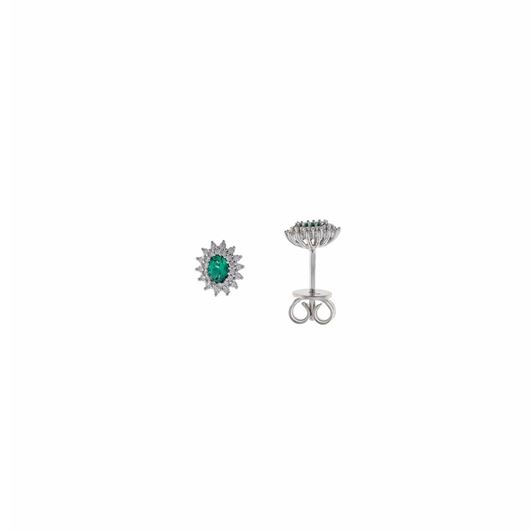 Foto de Pendientes plata rodio circonita esmeralda ovalada alreadedor