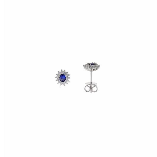 Foto de Pendientes plata rodio circonita azul zafiro ovalada