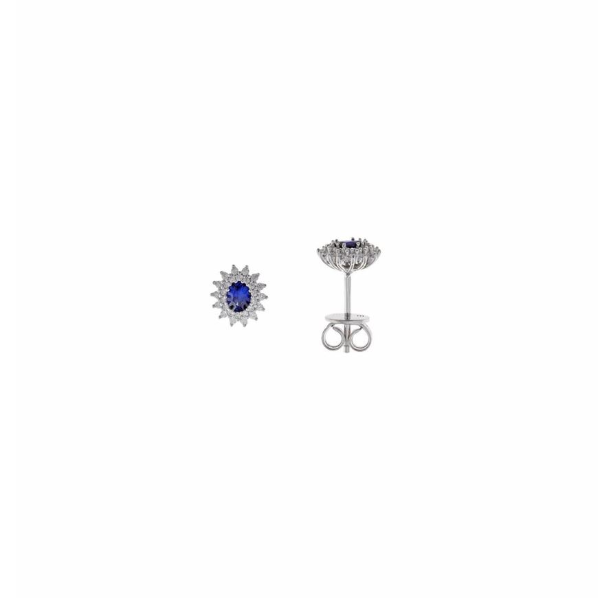 Foto de Pendientes plata rodio circonita azul zafiro ovalada