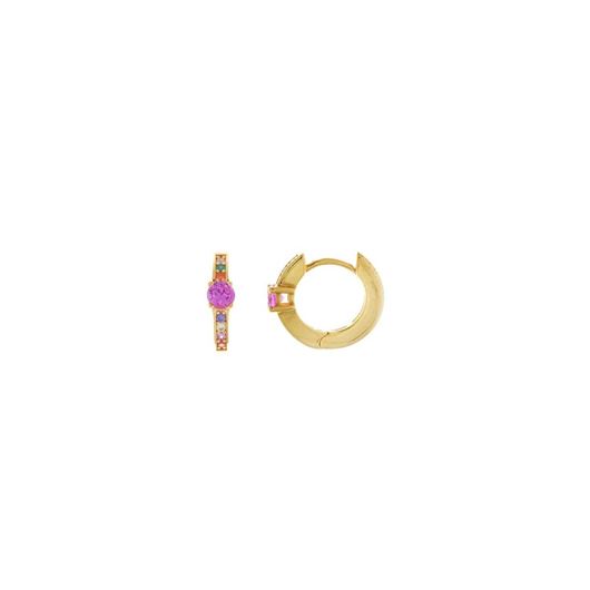 Foto de Pendientes plata chapado dorado aro circonita rosa