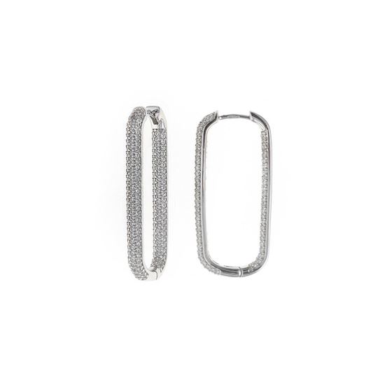 Foto de Pendientes plata rodio ovalado circonitas blancas brillantes