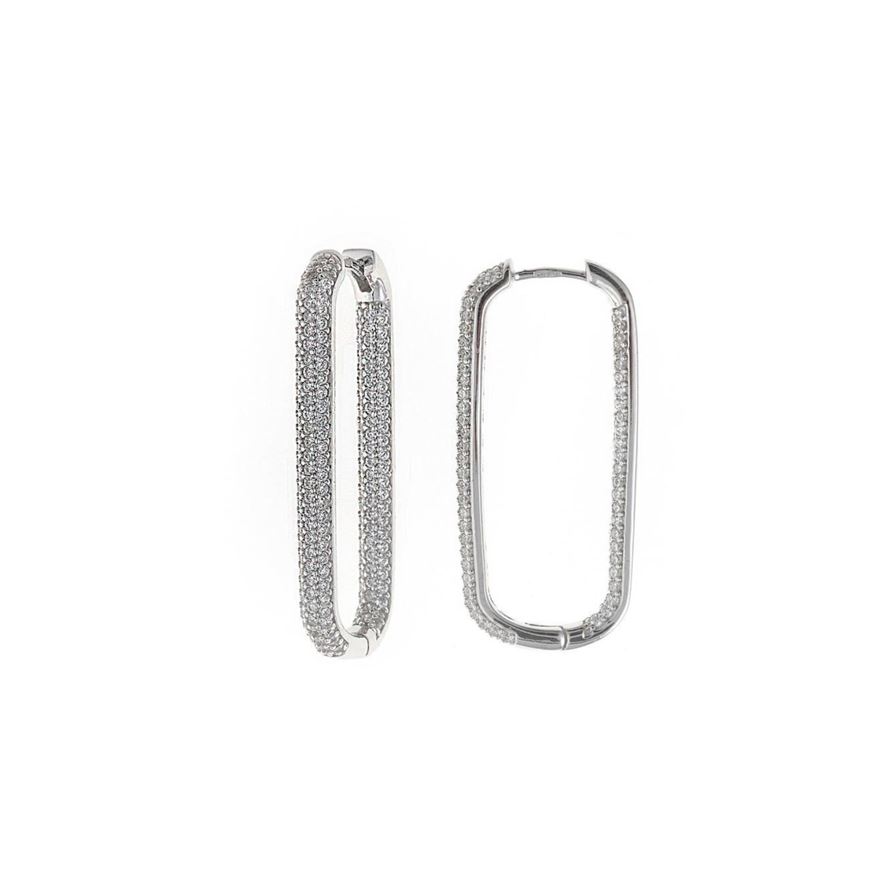 Foto de Pendientes plata rodio ovalado circonitas blancas brillantes