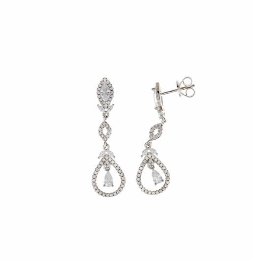 Foto de Pendientes plata rodio tira circonitas blancas pera