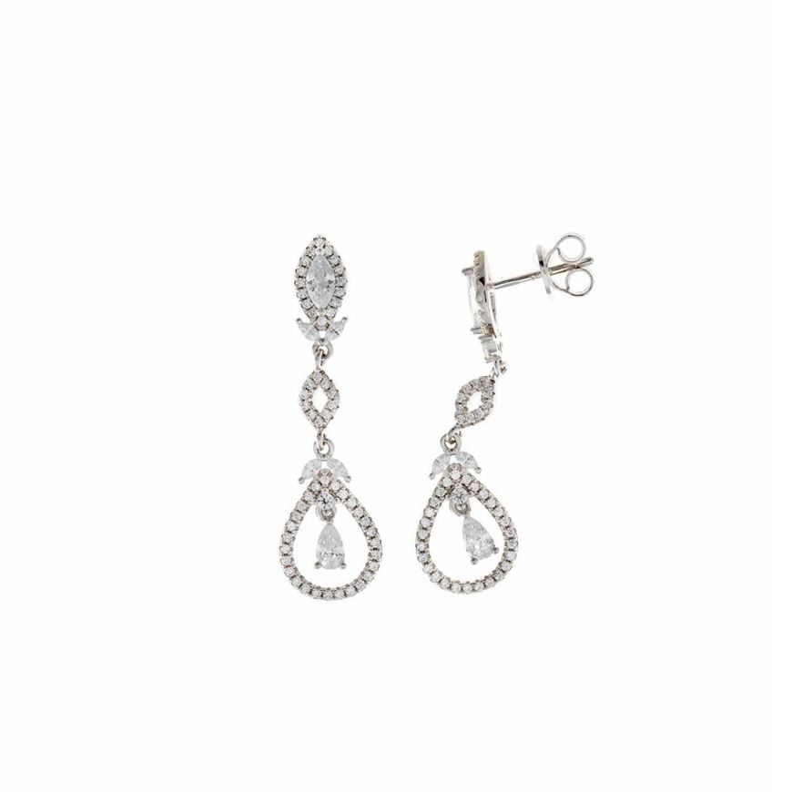 Picture of Pendientes plata rodio tira circonitas blancas pera