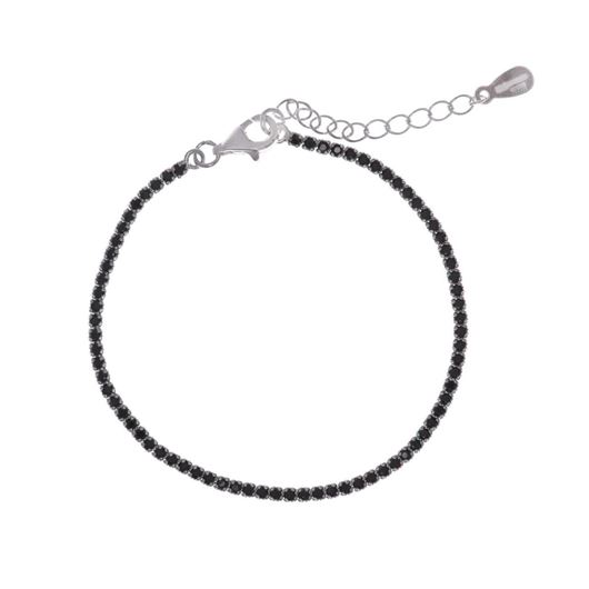 Foto de Pulsera Blink riviere de plata baño rodio con circonitas negras