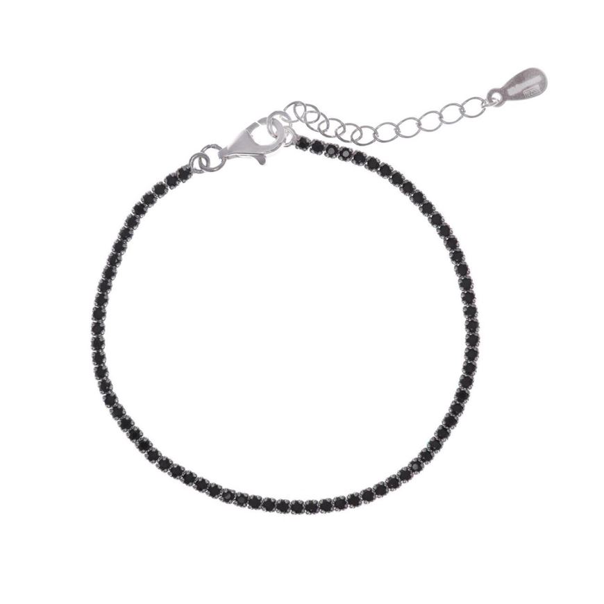 Foto de Pulsera Blink riviere de plata baño rodio con circonitas negras