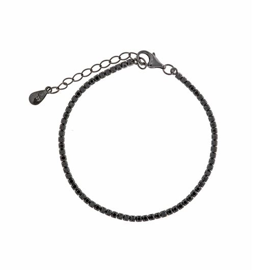 Picture of Pulsera Blink de plata baño rutenio con circonitas negras