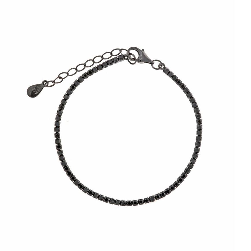 Foto de Pulsera Blink de plata baño rutenio con circonitas negras