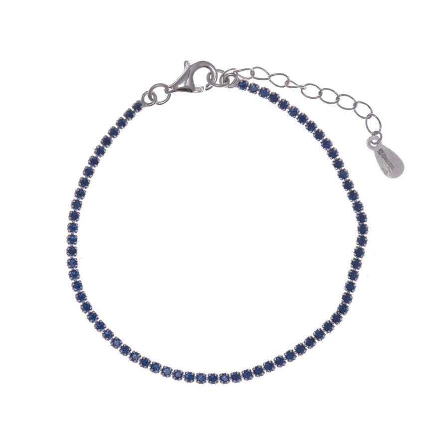 Foto de Pulsera Blink riviere de plata baño rodio con circonitas zafiro