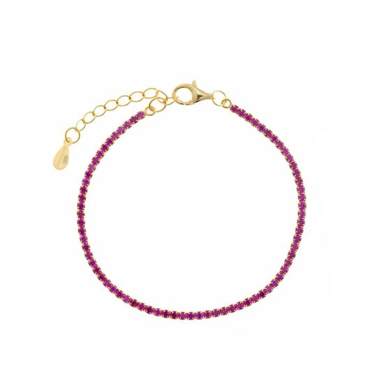 Foto de Pulsera Blink riviere de plata baño oro con circonitas rubí