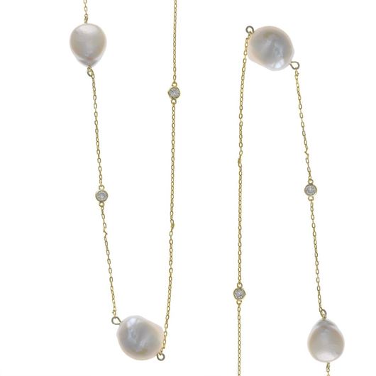 Foto de Collar de plata baño oro con perlas de agua dulce