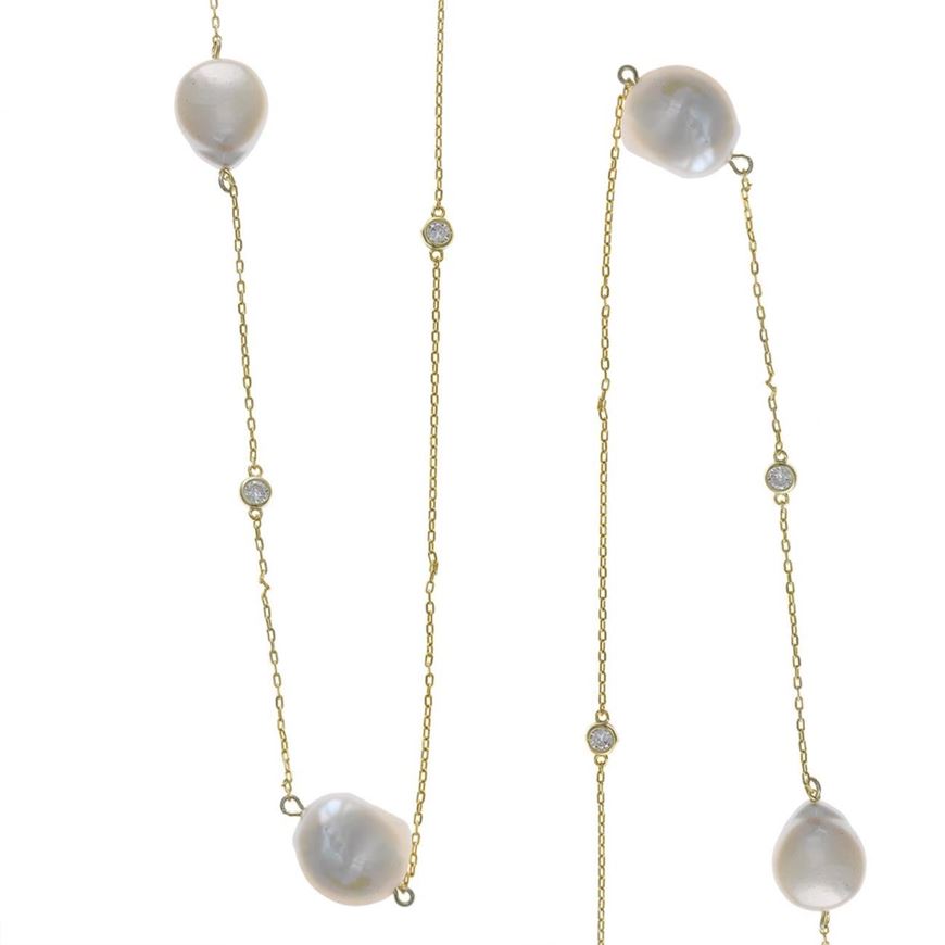 Foto de Collar de plata baño oro con perlas de agua dulce