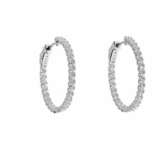 Foto de Pendientes aro de plata baño rodio con circonitas