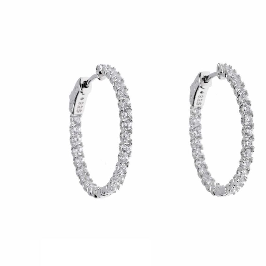 Foto de Pendientes aro de plata baño rodio con circonitas