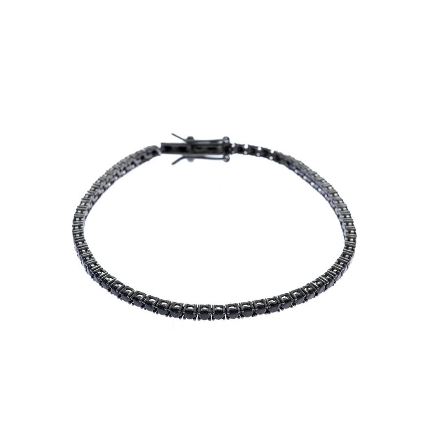 Foto de Pulsera riviere de plata baño rutenio con circonitas negras