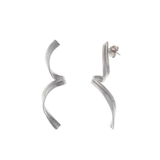 Picture of Pendientes de plata baño de rodio tira yute