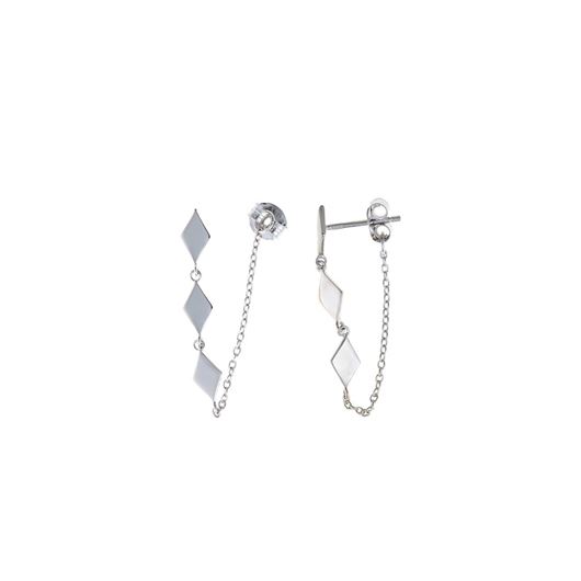 Foto de Pendientes de plata baño de rodio rombos con cadenitas