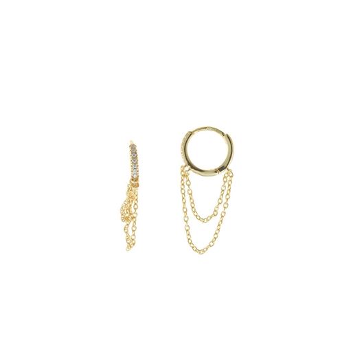 Picture of Pendientes aro de plata baño de oro con cadenitas