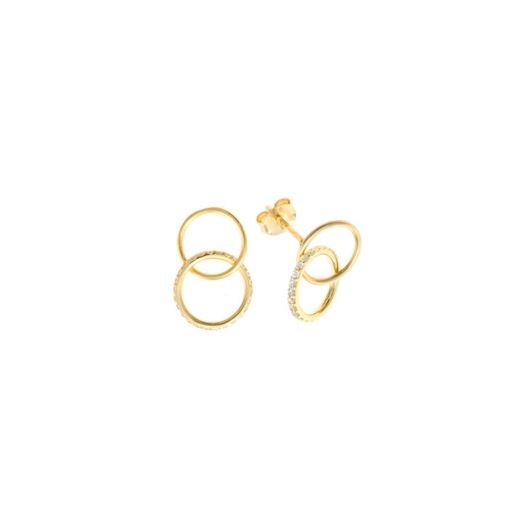 Picture of Pendientes de plata baño de oro dos aros entrelazados
