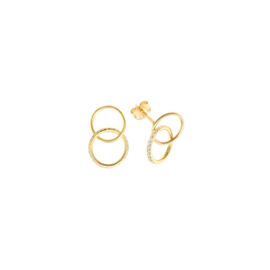 Foto de Pendientes de plata baño de oro dos aros entrelazados