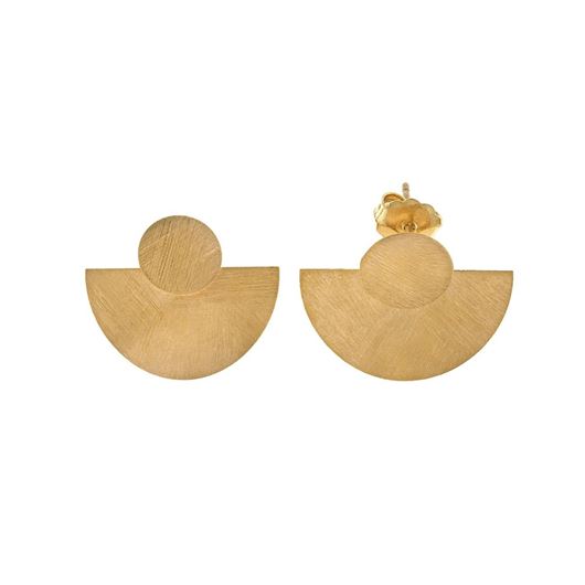 Foto de Pendientes de plata baño de oro circulo y medio diamantados