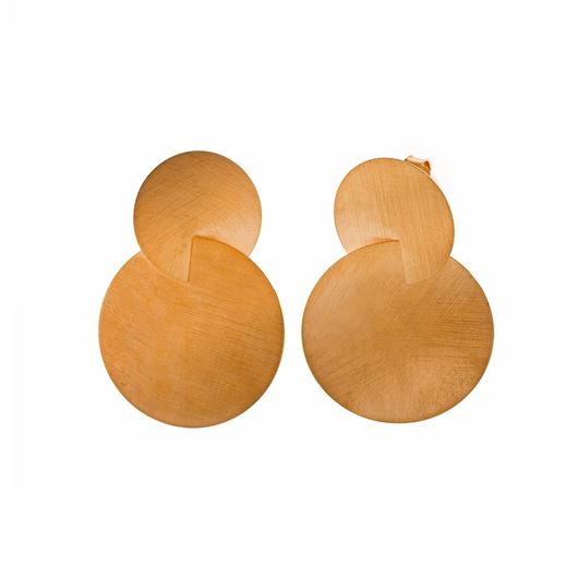 Picture of Pendientes de plata baño de oro dos circulos diamantados