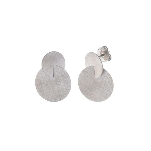 Foto de Pendientes de plata baño de rodio dos circulos diamantados