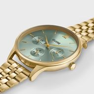Foto de Reloj Cluse multifunción Minuit de acero, color verde salvia y dorado