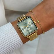 Foto de Reloj Cluse multifunción La Tétragone de acero, color verde salvia y dorado